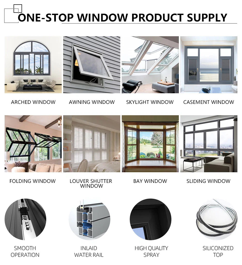 Factory Customized Mosquito Net /Grill/Mesh Casement Window High Double Tempered Glass Aluminum House Sliding Window