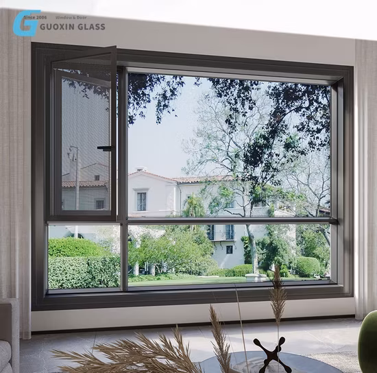 Triple Glazed Bullet Proof Window Film Aluminum Frame Glass Bay Hung Casement Window